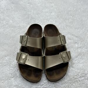 Birkenstock Arizona Double Strap Gold Sandals 37 Women’s 6 Slip On Preppy Summer